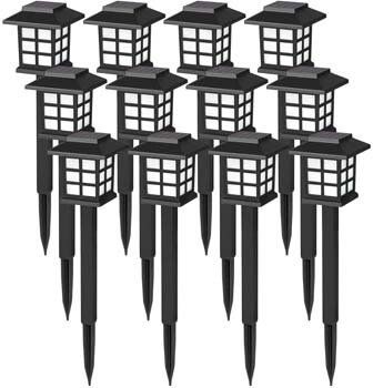 GIGALUMI 12 Pack Solar Pathway Lights Outdoor