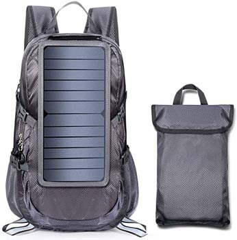 3.ECEEN Solar Backpack Foldable Hiking Daypack With 5V Power Supply