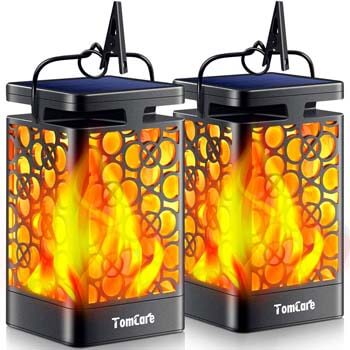 5. TomCare Solar Lights Upgraded Solar Lantern Flickering Flame